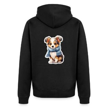 Pfoten im Schnee - Unisex Premium Bio Zip Hoodie - Schwarz - Hinten - Nico (187cm)