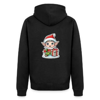 Elf Christmas Elf Gift Elf - Unisex Premium Organic Zip Hoodie - black - Back - Nico (187cm)