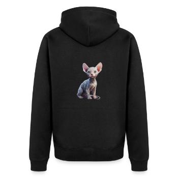 Katze Porzellan Sphynx - Unisex Premium Bio Zip Hoodie - Schwarz - Hinten - Nico (187cm)