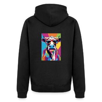 Vache à lunettes - Veste à capuche bio Premium Unisexe - noir - Dos - Nico (187cm)