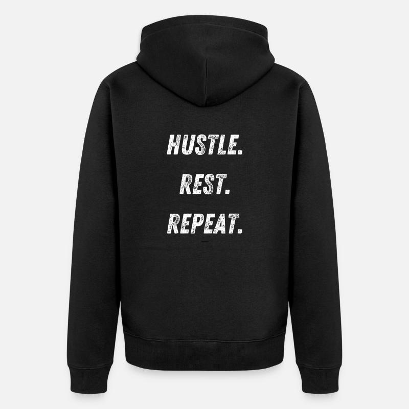 hustle rest repeat - Unisex Premium Bio Zip Hoodie - Schwarz