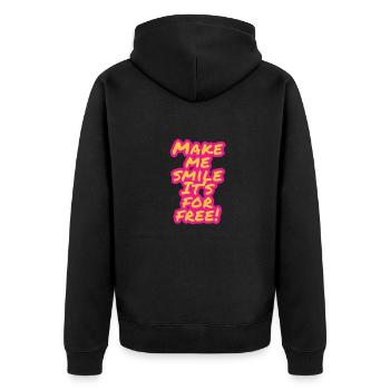 Bring mich zum Lachen - Unisex Premium Bio Zip Hoodie - Schwarz - Hinten - Nico (187cm)