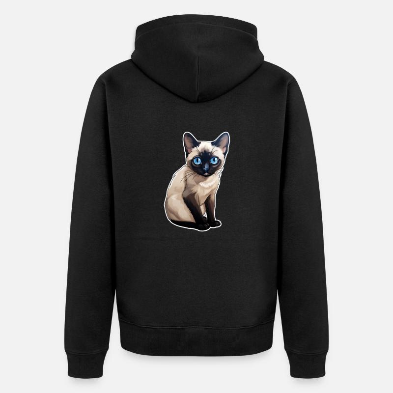 Chat siamois mignon - Veste à capuche bio Premium Unisexe - noir