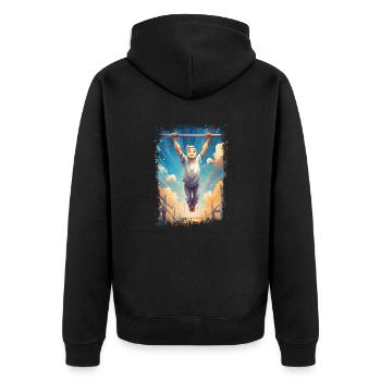 Blond et pliable - gymnaste drôle - Veste à capuche bio Premium Unisexe - noir - Dos - Nico (187cm)