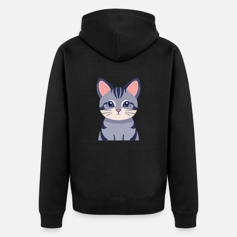 chat gris mignon - Veste à capuche bio Premium Unisexe - noir