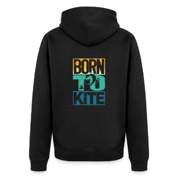 Born to Kite - Unisex Premium Bio Zip Hoodie - Schwarz - Hinten - Nico (187cm)