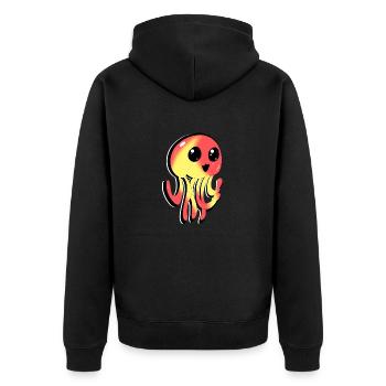 Méduse mignonne jaune rouge bande dessinée/anime - Veste à capuche bio Premium Unisexe - noir - Dos - Nico (187cm)
