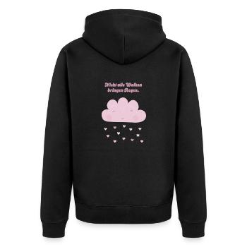 Nicht alle Wolken bringen Regen rosa - Unisex Premium Bio Zip Hoodie - Schwarz - Hinten - Nico (187cm)