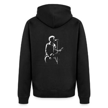 Musik: Retro, Heavy Metal, Hard Rock, Punk, Vinyl, Pop - Unisex Premium Bio Zip Hoodie - Schwarz - Hinten - Nico (187cm)