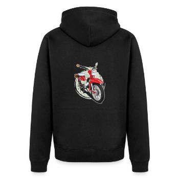 Star (rot) // Illustration - Unisex Premium Bio Zip Hoodie - Schwarz - Hinten - Nico (187cm)