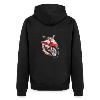 Star (rot) // Illustration - Unisex Premium Bio Zip Hoodie - Schwarz - Hinten - Nico (187cm)