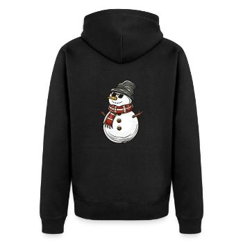 schneemann cool - Unisex Premium Bio Zip Hoodie - Schwarz - Hinten - Nico (187cm)