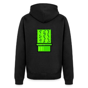 Cactus Cacti Retro Video Game Pixel Flower Pot - Unisex Premium Organic Zip Hoodie - black - Back - Nico (187cm)