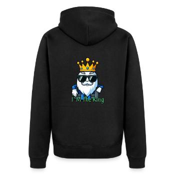 I m the King Schach - Unisex Premium Bio Zip Hoodie - Schwarz - Hinten - Nico (187cm)