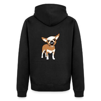 Chihuahua Kleiner Hund Böse Knirschen Nervig Wut - Unisex Premium Bio Zip Hoodie - Schwarz - Hinten - Nico (187cm)
