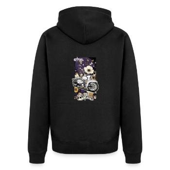 Star (weiß) // Illustration - Unisex Premium Bio Zip Hoodie - Schwarz - Hinten - Nico (187cm)