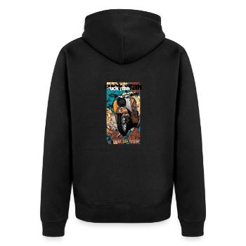 Schwalbe Tuning (yellow / rust) // Illustration - Unisex Premium Organic Zip Hoodie - black - Back - Nico (187cm)
