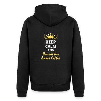 Keep Calm and Reheat the Same Coffee - Veste à capuche bio Premium Unisexe - noir - Dos - Nico (187cm)