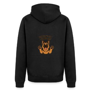 cute dog, german shepherd, paws, positively - Unisex Premium Organic Zip Hoodie - black - Back - Nico (187cm)