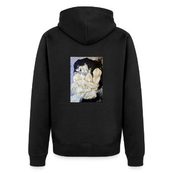 Join me in death - Unisex Premium Bio Zip Hoodie - Schwarz - Hinten - Nico (187cm)