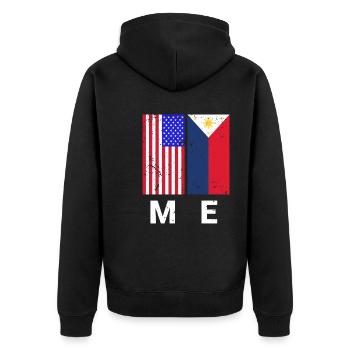Fil-Am Me Design für stolze Pinoys - Unisex Premium Bio Zip Hoodie - Schwarz - Hinten - Nico (187cm)