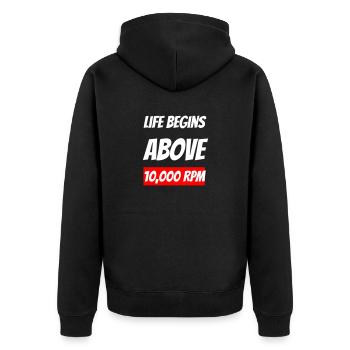 La vie commence au-dessus de 10 000 tr/min - Veste à capuche bio Premium Unisexe - noir - Dos - Nico (187cm)