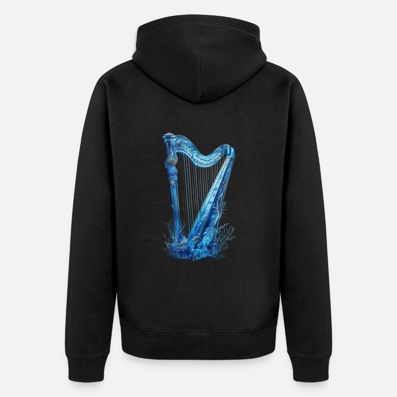 Fisch Harfe - Unisex Premium Bio Zip Hoodie - Schwarz