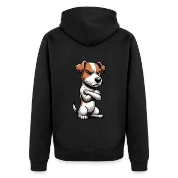Jack Russel terrier Jack russel liebhaber Jackie - Unisex Premium Bio Zip Hoodie - Schwarz - Hinten - Nico (187cm)