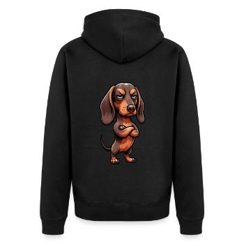 Dackel Dackelbesitzer Dackelliebhaber Dachshund - Unisex Premium Bio Zip Hoodie - Schwarz - Hinten - Nico (187cm)