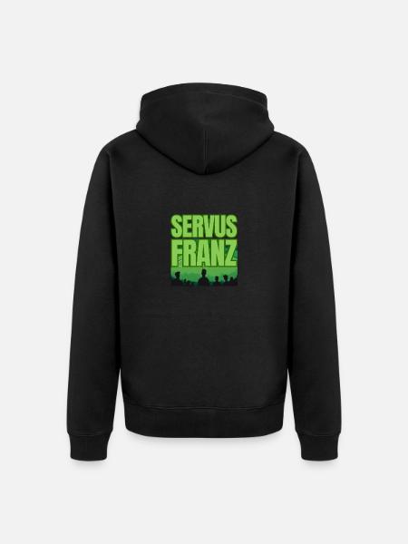 Wir sagen Servus Franz! - Unisex Premium Bio Zip Hoodie - Schwarz