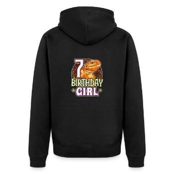 Bartagame 7. Geburtstag - 7 Jahre alt - Unisex Premium Bio Zip Hoodie - Schwarz - Hinten - Nico (187cm)