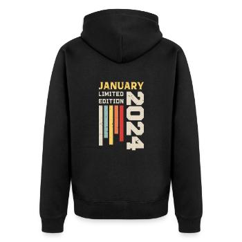 January 2024 - Birthday gift January 2024 - Unisex Premium Organic Zip Hoodie - black - Back - Nico (187cm)