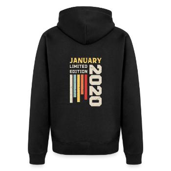 Janvier 2020 - Cadeau anniversaire Janvier 2020 - Veste à capuche bio Premium Unisexe - noir - Dos - Nico (187cm)