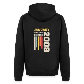 January 2008 - January 2008 Birthday Gift - Unisex Premium Organic Zip Hoodie - black - Back - Nico (187cm)