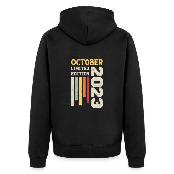 October 2023 - October 2023 Birthday Gift - Unisex Premium Organic Zip Hoodie - black - Back - Nico (187cm)