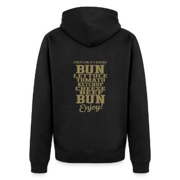 Leckerer Burger Aufbau Tomate Käse Brot - Unisex Premium Bio Zip Hoodie - Schwarz - Hinten - Nico (187cm)