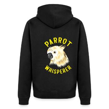 Parrot Whisperer Funny Parrot Bird Lover - Unisex Premium Organic Zip Hoodie - black - Back - Nico (187cm)