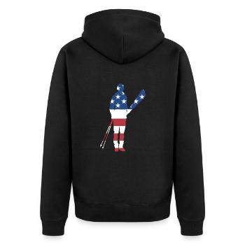 Sport Us Flag Skiing - Unisex Premium Bio Zip Hoodie - Schwarz - Hinten - Nico (187cm)
