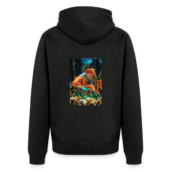 goldfish,colorful,sequins,shiny,nature,fish - Unisex Premium Organic Zip Hoodie - black - Back - Nico (187cm)