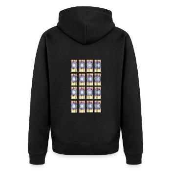 Hypnotisches Design Typ-1 - Unisex Premium Bio Zip Hoodie - Schwarz - Hinten - Nico (187cm)