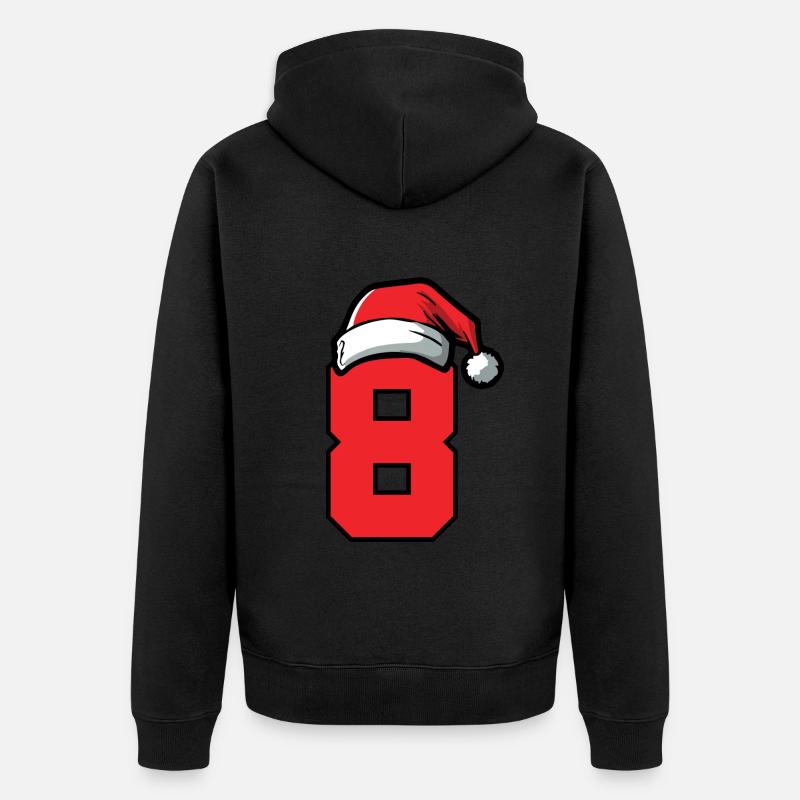 8 Numéro de Noël - Veste à capuche bio Premium Unisexe - noir