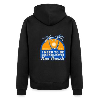 I Need To Be Seahabilitated Kee Beach Summer - Unisex Premium Bio Zip Hoodie - Schwarz - Hinten - Nico (187cm)