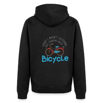 Penser à mon vélo : un dicton ironique : vélo - Veste à capuche bio Premium Unisexe - noir - Dos - Nico (187cm)