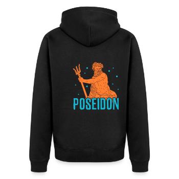 poseidon Design for a greek mythology fan - Unisex Premium Organic Zip Hoodie - black - Back - Nico (187cm)