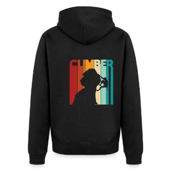 Bergsteigen retro felsklettern idee - Unisex Premium Bio Zip Hoodie - Schwarz - Hinten - Nico (187cm)