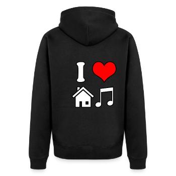 I Love House Music - Unisex Premium Bio Zip Hoodie - Schwarz - Hinten - Nico (187cm)