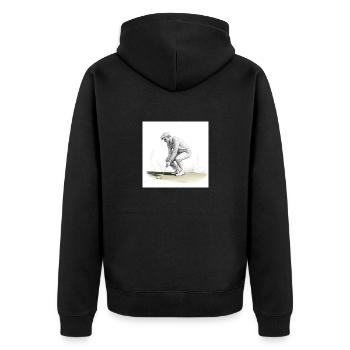 Golfspieler mit Minischläger - Unisex Premium Bio Zip Hoodie - Schwarz - Hinten - Nico (187cm)