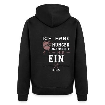 Ich Habe Hunger Man Schäle Mir E... - Unisex Premium Bio Zip Hoodie - Schwarz - Hinten - Nico (187cm)