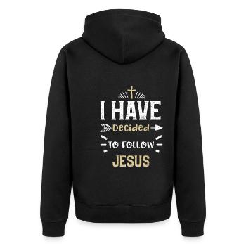 J’ai décidé de suivre Jésus - Veste à capuche bio Premium Unisexe - noir - Dos - Nico (187cm)