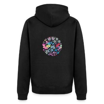 Fleurs hongroises, fleurs, fleurs colorées, vrilles, fleur - Veste à capuche bio Premium Unisexe - noir - Dos - Nico (187cm)